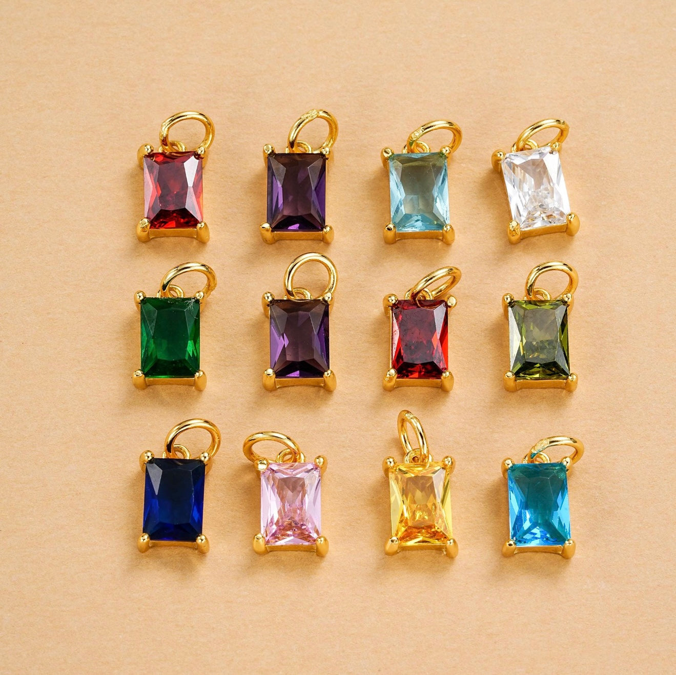 Rectangle Birthstone Charm