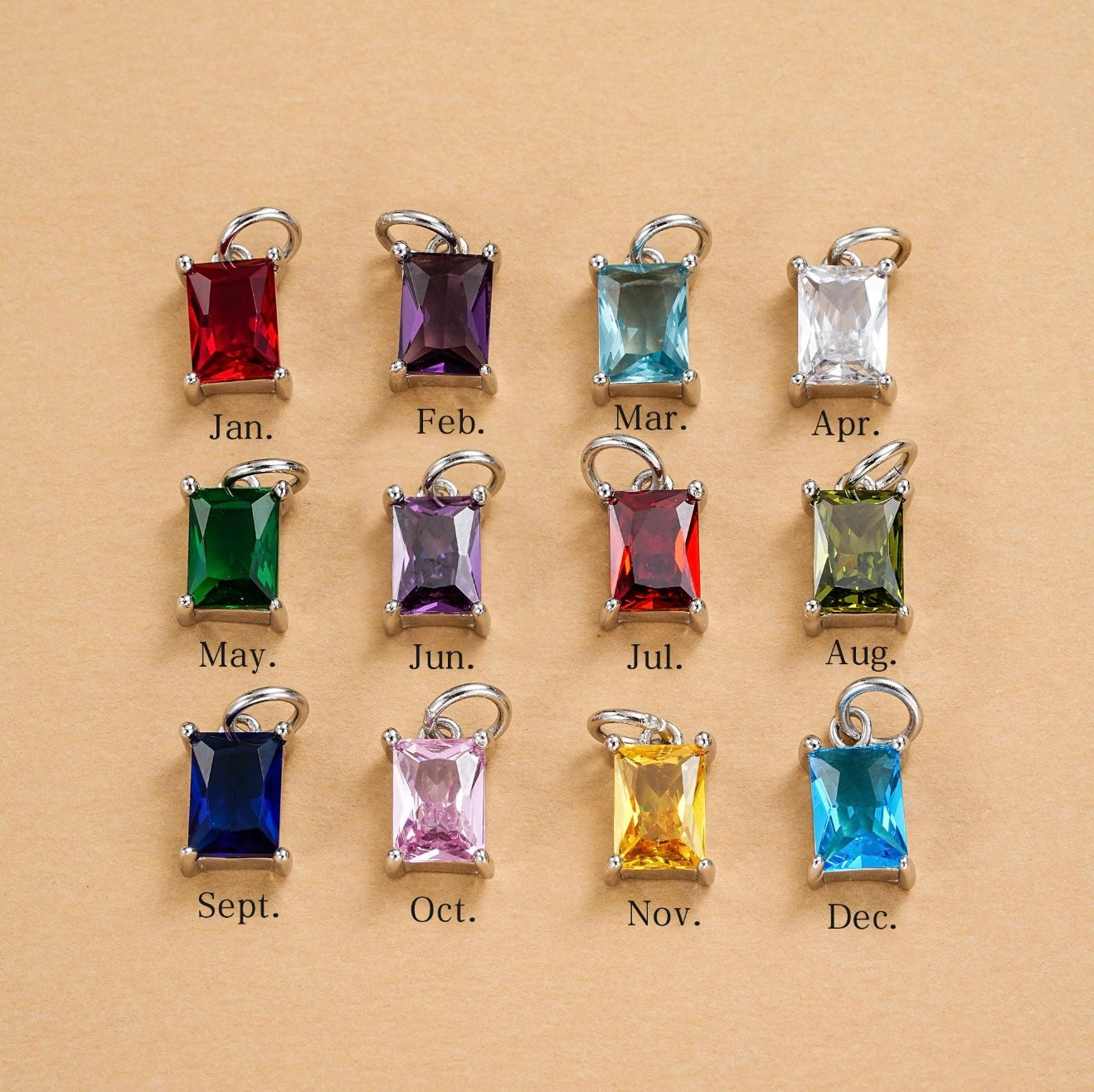 Rectangle Birthstone Charm